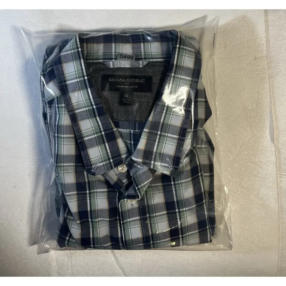 Banana Republic Men’s XL Slim Fit Blue Green Plaid Soft Wash Button Down Shirt